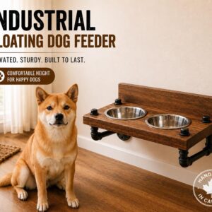 Industrial Floating Dog Bowl Feeder: Bottom Mount, Elevated Design