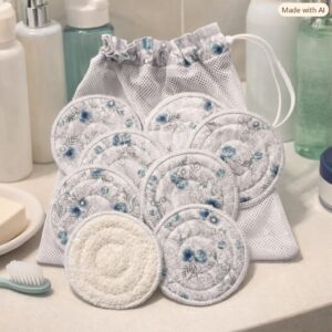Handmade Reusable Face Wipes and Laundry Bag Set